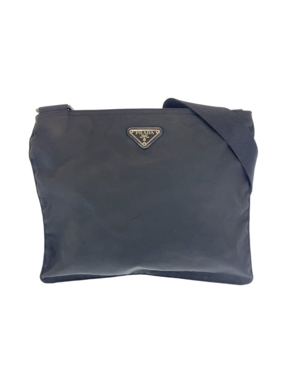 Prada Tessuto Black Silver Nylon Shoulder Bag